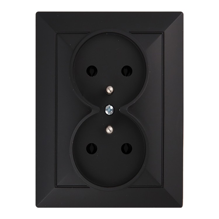 Gniazdo podwójne p/t 2x2P+Z Pearl, 16A, 250V, PT-6 P, czarny OR-OE-7706/K/B ORNO