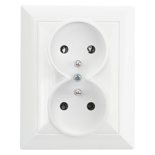 Gniazdo podwójne p/t 2x2P+Z Pearl, 16A, 250V, PT-6 P, biały OR-OE-7706/K/W ORNO