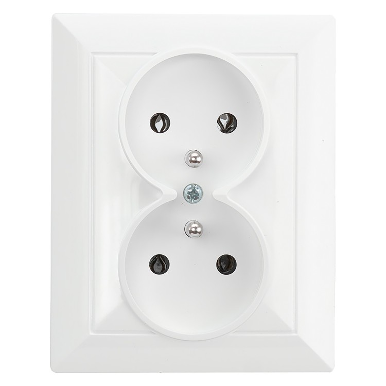 Gniazdo podwójne p/t 2x2P+Z Pearl, 16A, 250V, PT-6 P, biały OR-OE-7706/K/W ORNO
