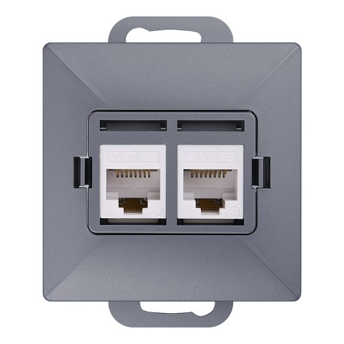 Gniazdo 2xRJ45 Cat5 Pearl, RJ45-5CAT/P2, antracyt OR-OE-7715/2/A ORNO