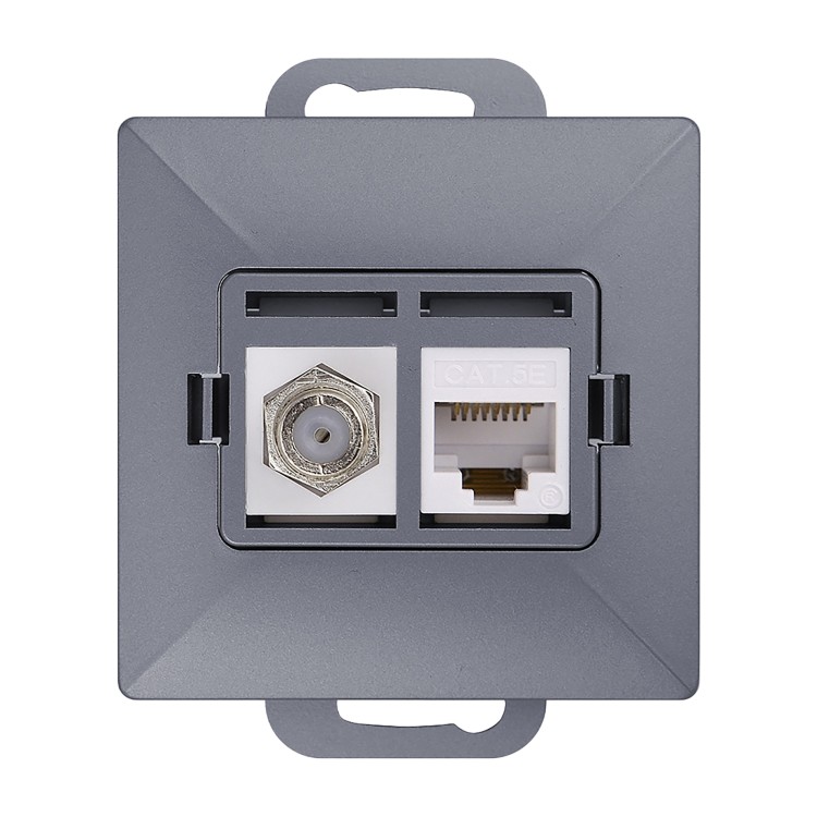 Gniazdo pojed. typu F + Gniazdo 1xRJ45 Cat6 Pearl, TV/F+RJ45/P, antracyt OR-OE-7718/A ORNO
