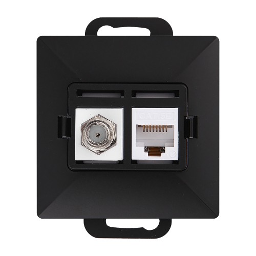 Gniazdo pojed. typu F + Gniazdo 1xRJ45 Cat6 Pearl, TV/F+RJ45/P, czarny OR-OE-7718/B ORNO