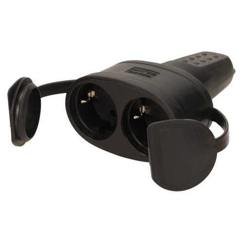 Bryzgoszczelne, podwójne gniazdo gumowe 2P+Z, IP44, wersja Schuko, 16A, 230V OR-AE-13117(GS) ORNO