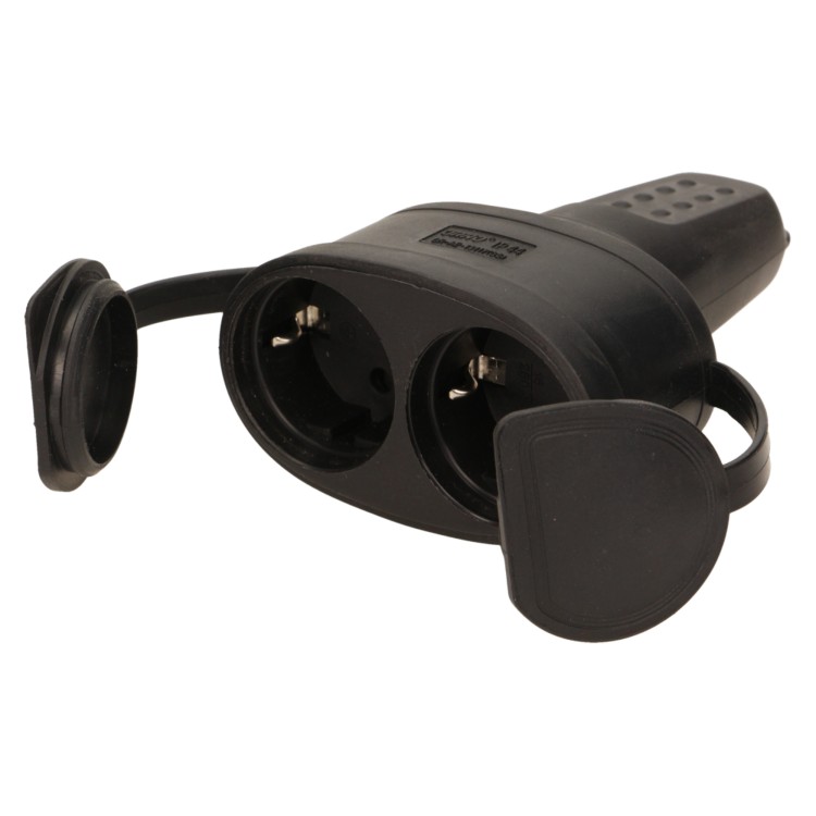 Bryzgoszczelne, podwójne gniazdo gumowe 2P+Z, IP44, wersja Schuko, 16A, 230V OR-AE-13117(GS) ORNO
