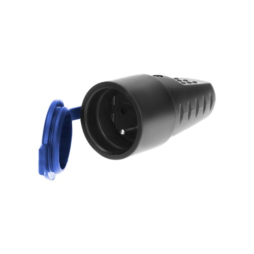 Gniazdo gumowe proste IP44 z uziemieniem, czarne, 16A, 230V OR-AE-1314 ORNO