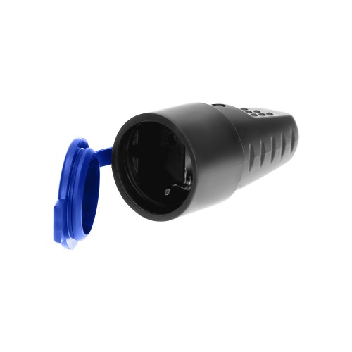 Gniazdo gumowe proste IP44 z uziemieniem, czarne, wersja Schuko, 16A, 230V OR-AE-1314(GS) ORNO