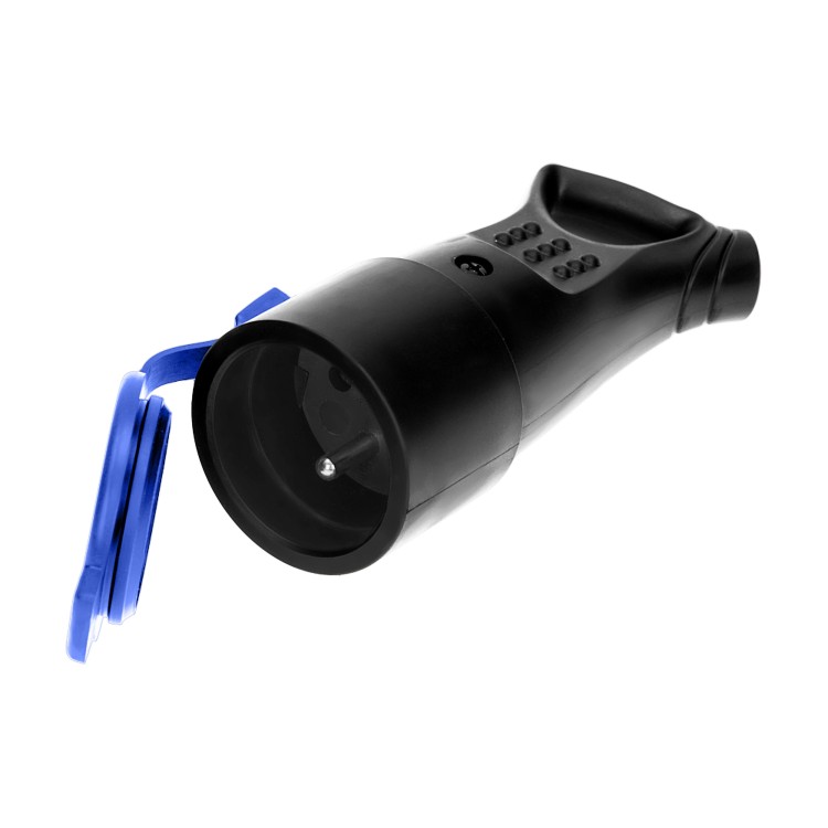 Bryzgoszczelne gniazdo gumowe 2P+Z, proste, IP44, czarne, 16A, 230V OR-AE-1370 ORNO