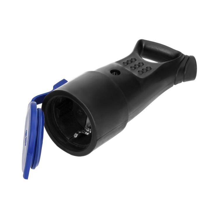 Bryzgoszczelne gniazdo gumowe 2P+Z, proste, IP44, czarne, wersja Schuko, 16A, 230V OR-AE-1370(GS) ORNO