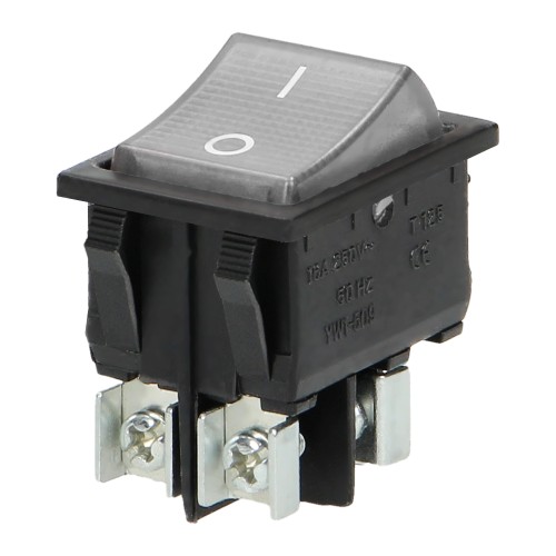 Łącznik kołyskowy podświetlany, przycisk przeźroczysty, czarna obudowa, 20(10)A / 250VAC OR-AE-13179/W/B ORNO