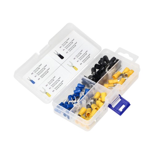 Zestaw końcówek kablowych, widełkowe 95szt, w zestawie: 30x2,5mm2,M4; 30x2,5mm2,M6; 20x6mm2,M4; 15x6mm2, M6 OR-KK-8113 ORNO