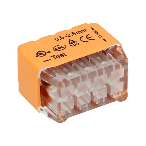 Złączka instalacyjna wciskana 8-przewodowa; dwurzędowa; na drut 0,75-2,5mm2; IEC 300V/24A; 10 szt. OR-SZ-8004/8/10 ORNO