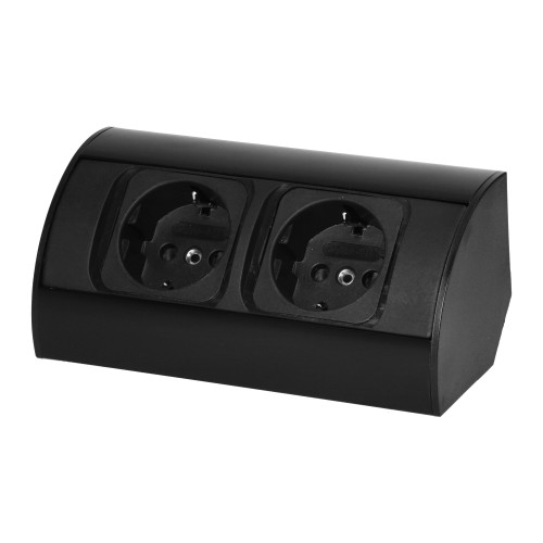 Gniazdo meblowe bez wyłącznika, 2x2P+Z (Schuko), czarne OR-AE-1303(GS)/B ORNO