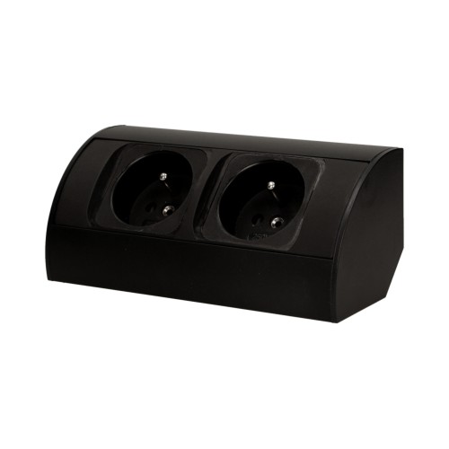 Gniazdo meblowe bez wyłącznika, 2x2P+Z, czarne OR-AE-1303/B ORNO