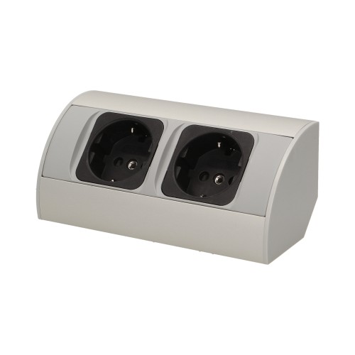 Gniazdo meblowe bez wyłącznika, 2x2P+Z (Schuko), srebrne OR-AE-1303/G(GS) ORNO