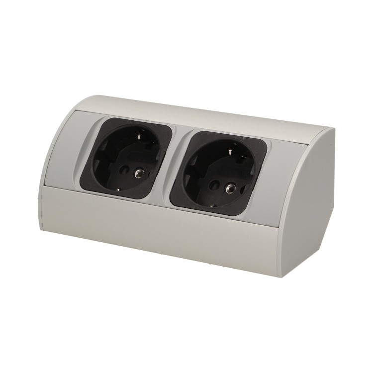 Gniazdo meblowe bez wyłącznika, 2x2P+Z (Schuko), srebrne OR-AE-1303/G(GS) ORNO