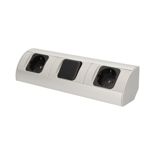 Gniazdo meblowe z wyłącznikiem, 2x2P+Z (Schuko) OR-AE-1304(GS) ORNO