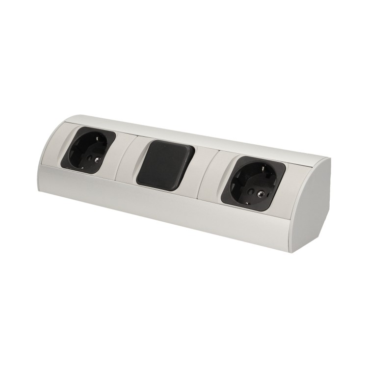 Gniazdo meblowe z wyłącznikiem, 2x2P+Z (Schuko) OR-AE-1304(GS) ORNO