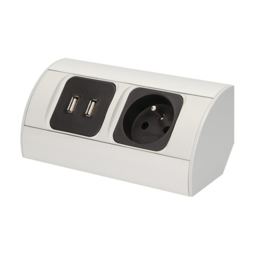 Gniazdo meblowe 1x2P+Z, 2xUSB (typ A, 2,1A) OR-AE-1310 ORNO