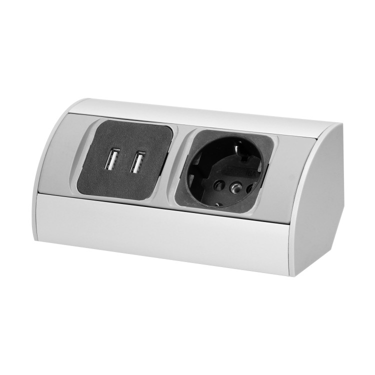 Gniazdo meblowe 1x2P+Z (Schuko), 2xUSB (typ A, 2,1A) OR-AE-1310(GS) ORNO