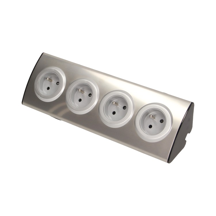 Gniazdo meblowe kuchenne 4x2P+Z, montaż na rzepy, INOX OR-AE-1340 ORNO