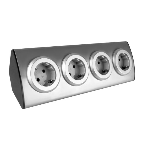Gniazdo meblowe kuchenne 4x2P+Z (Schuko), montaż na rzepy, INOX OR-AE-1340(GS) ORNO
