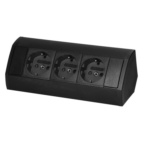 Gniazdo meblowe 3x2P+Z (Schuko), czarne OR-GM-9001(GS)/B ORNO
