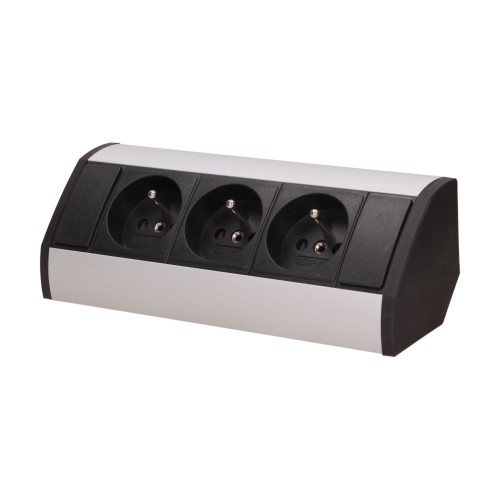Gniazdo meblowe 3x2P+Z, czarno-srebrne OR-GM-9001/B-G ORNO