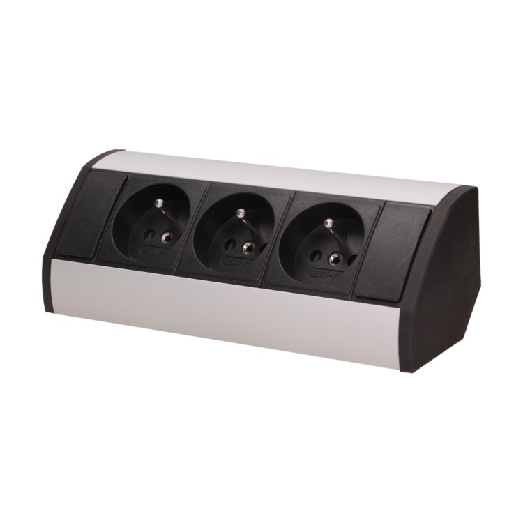 Gniazdo meblowe 3x2P+Z, czarno-srebrne OR-GM-9001/B-G ORNO