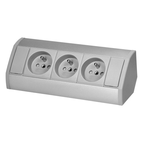 Gniazdo meblowe 3x2P+Z, szaro-srebrne OR-GM-9001/G ORNO