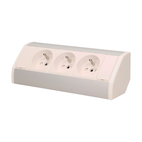 Gniazdo meblowe 3x2P+Z, biało-srebrne OR-GM-9001/W-G ORNO