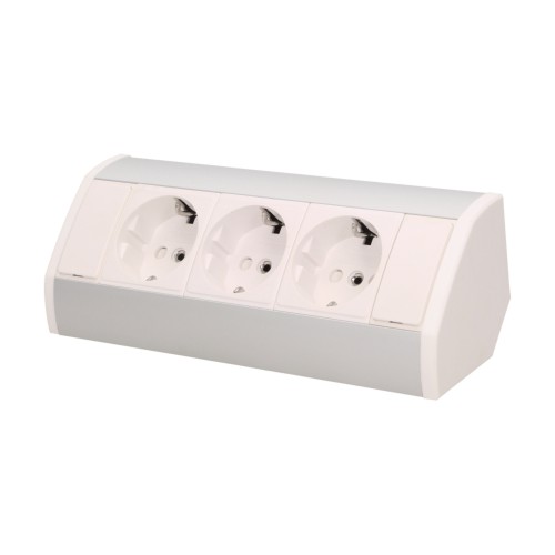 Gniazdo meblowe 3x2P+Z (Schuko), biało-srebrne OR-GM-9001/W-G(GS) ORNO