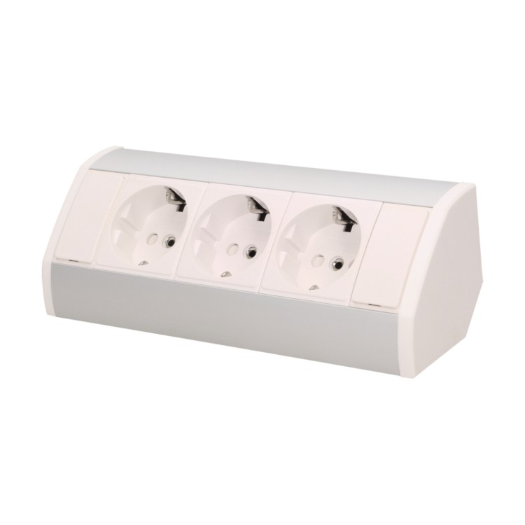 Gniazdo meblowe 3x2P+Z (Schuko), biało-srebrne OR-GM-9001/W-G(GS) ORNO