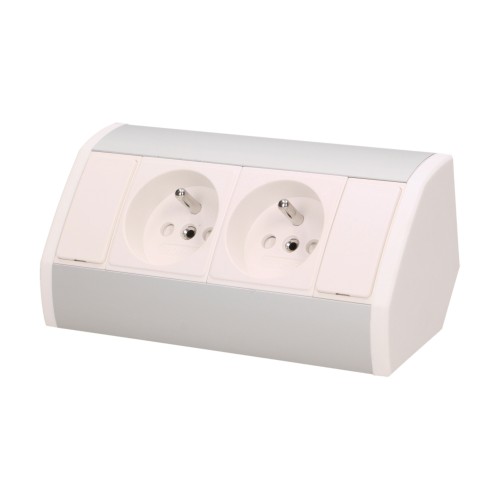 Gniazdo meblowe 2x2P+Z, biało-srebrne OR-GM-9005/W-G ORNO