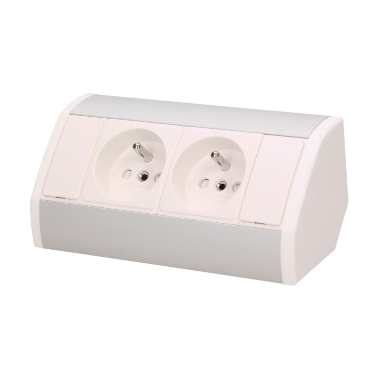 Gniazdo meblowe 2x2P+Z, biało-srebrne OR-GM-9005/W-G ORNO