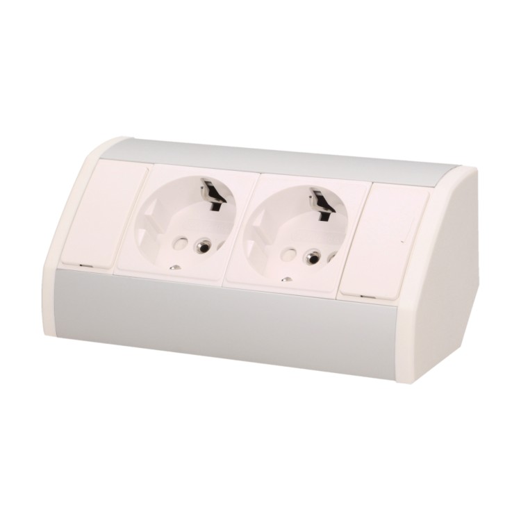 Gniazdo meblowe 2x2P+Z (Schuko), biało-srebrne OR-GM-9005/W-G(GS) ORNO