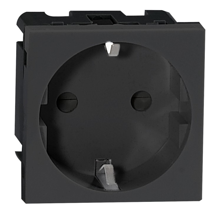 NOEN GS, gniazdo modułowe 45x45mm 1x2P+Z (Schuko), 16A 250V, czarne OR-GM-9010/B/GS ORNO