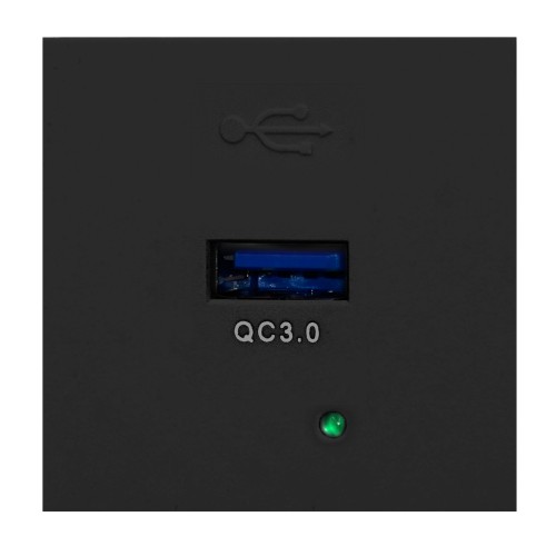 NOEN USBQ, port modułowy 45x45mm z ładowarką USB quick charge 3A/5V; 2A/9V; 1,5A/12V, czarny Wymaga zastosowania ramki OR-GM-9010/B/RM OR-GM-9010/B/USBQ ORNO