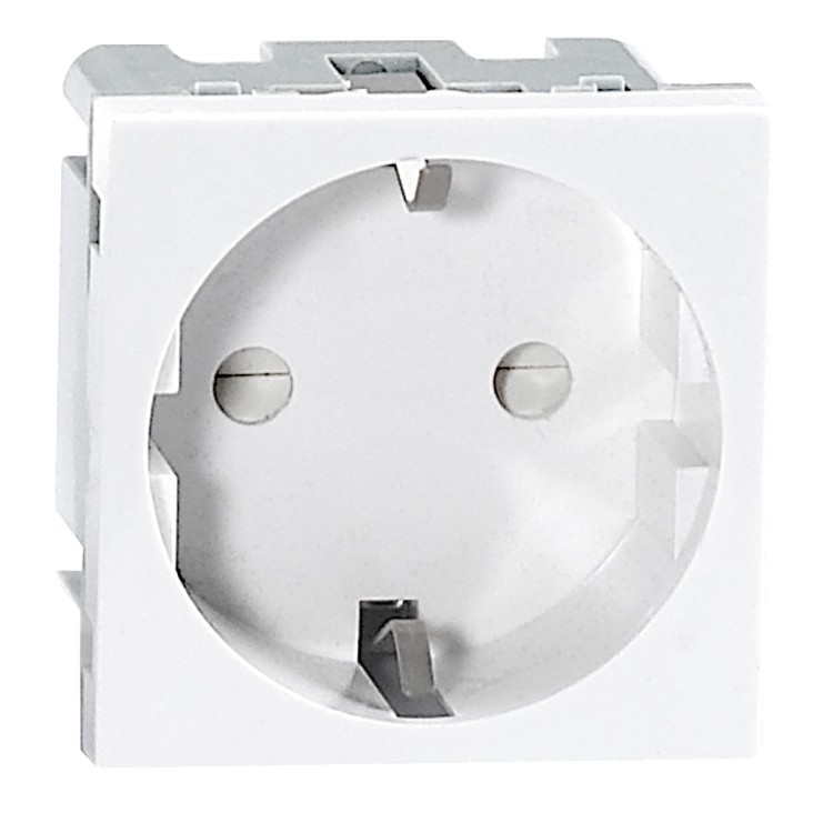 NOEN GS, gniazdo modułowe 45x45mm 1x2P+Z (Schuko), 16A 250V, białe OR-GM-9010/W/GS ORNO