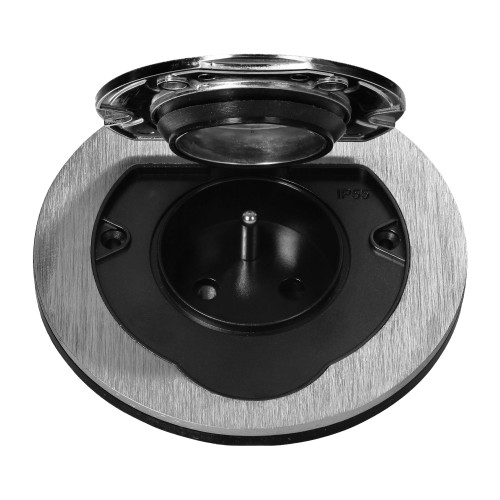 Hermetyczne gniazdo elektryczne okrągłe, IP55, kąt otwarcia 110st. szczotkowane aluminium OR-GM-9030 ORNO