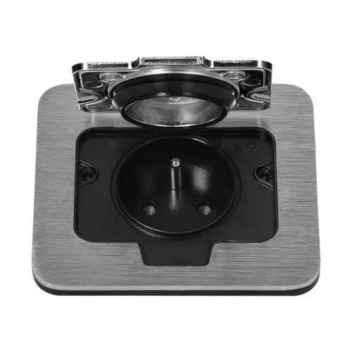 Hermetyczne gniazdo elektryczne, IP55, kąt otwarcia 110st. szczotkowane aluminium OR-GM-9031 ORNO