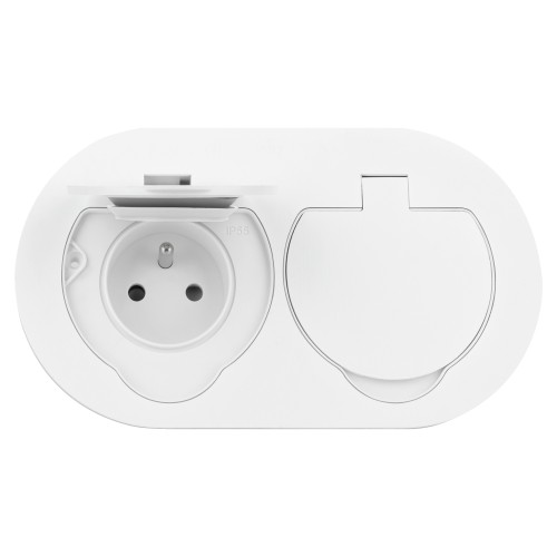 Hermetyczne gniazdo elektryczne podwójne, owalne, IP55, 2x2P+Z(French), białe OR-GM-9046/W ORNO