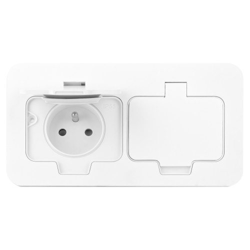 Hermetyczne gniazdo elektryczne podwójne, prostokątne, IP55, 2x2P+Z(French), białe OR-GM-9047/W ORNO