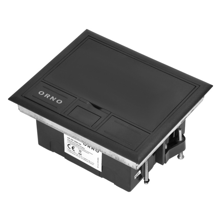 Puszka podłogowa na gniazda modułowe 4 x 45x45mm lub 8 x 22,5x45mm, pokrywa: plastik, czarna OR-GP-9201/P ORNO
