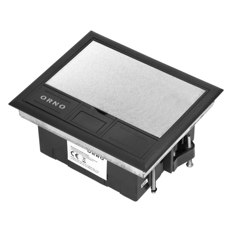 Puszka podłogowa na gniazda modułowe 4 x 45x45mm lub 8 x 22,5x45mm, pokrywa: stal nierdzewna, czarna OR-GP-9201/SS ORNO