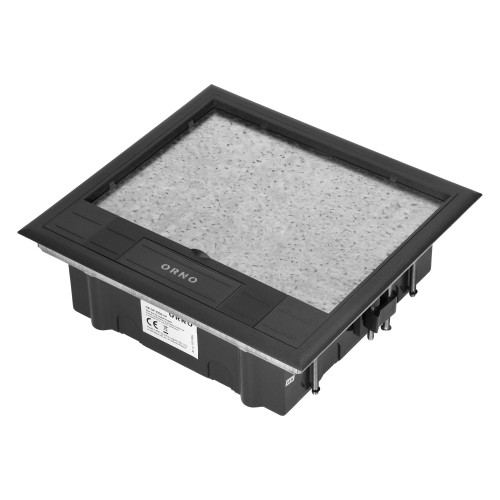 Puszka podłogowa na gniazda modułowe 6 x 45x45mm lub 12 x 22,5x45mm, pokrywa: materiał własny, czarna OR-GP-9202/CF ORNO