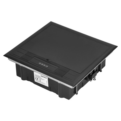Puszka podłogowa na gniazda modułowe 6 x 45x45mm lub 12 x 22,5x45mm, pokrywa: plastik, czarna OR-GP-9202/P ORNO