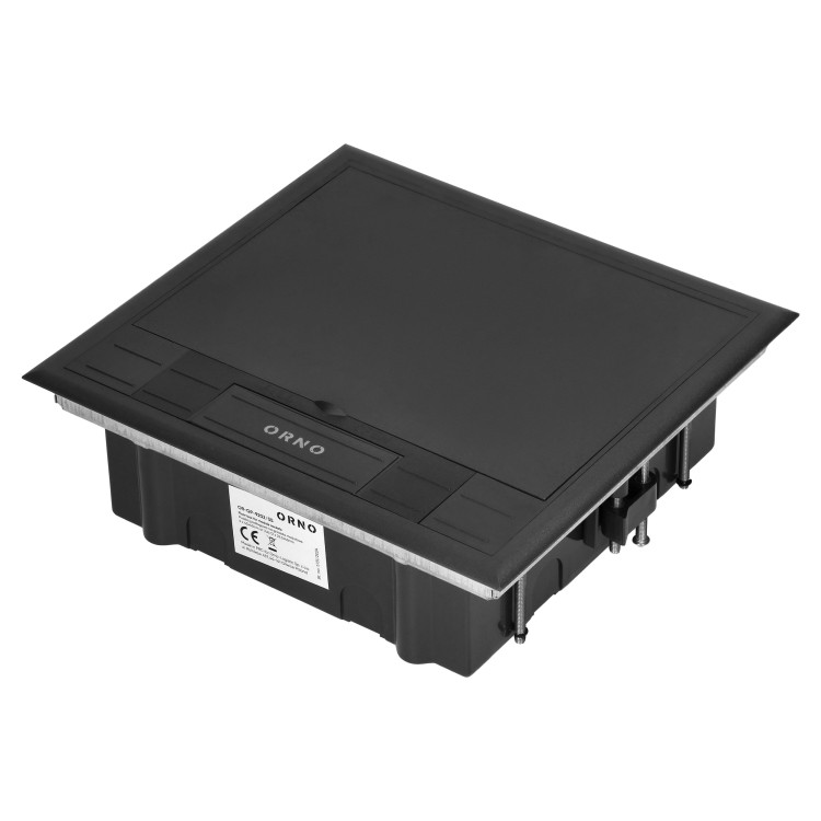 Puszka podłogowa na gniazda modułowe 6 x 45x45mm lub 12 x 22,5x45mm, pokrywa: plastik, czarna OR-GP-9202/P ORNO