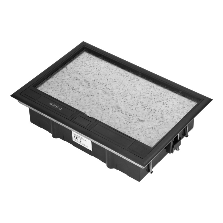 Puszka podłogowa na gniazda modułowe 8 x 45x45mm lub 16 x 22,5x45mm, pokrywa: materiał własny, czarna OR-GP-9203/CF ORNO