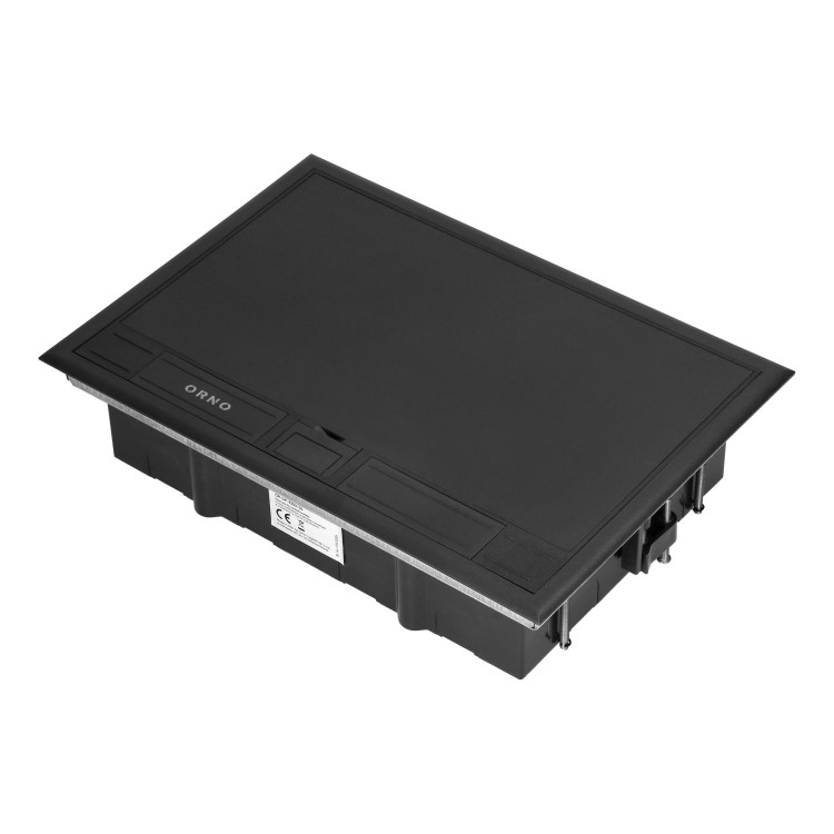 Puszka podłogowa na gniazda modułowe 8 x 45x45mm lub 16 x 22,5x45mm, pokrywa: plastik, czarna OR-GP-9203/P ORNO