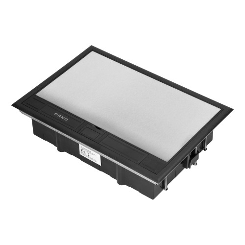 Puszka podłogowa na gniazda modułowe 8 x 45x45mm lub 16 x 22,5x45mm, pokrywa: stal nierdzewna, czarna OR-GP-9203/SS ORNO